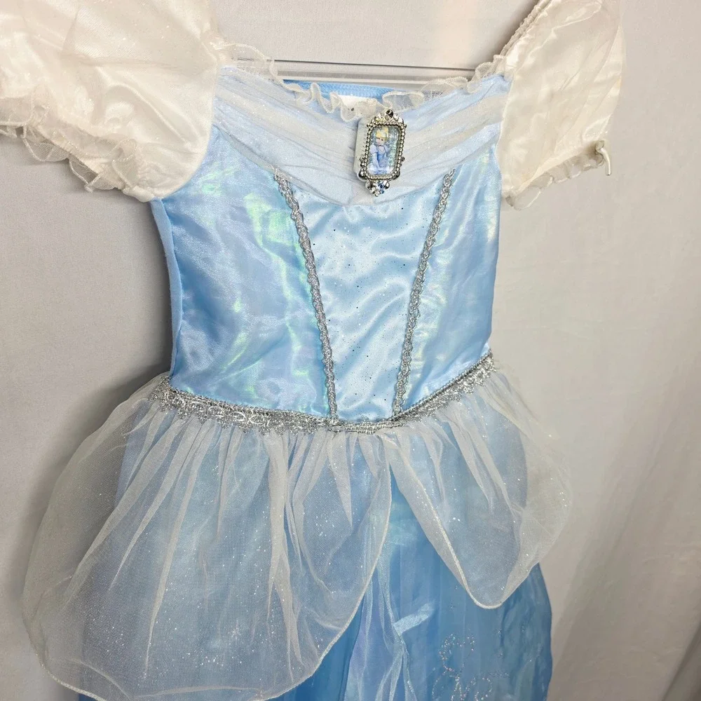 Disney Store Cinderella Costume Dress Kids 5/6 Blue Excellent Sparkly Cameo